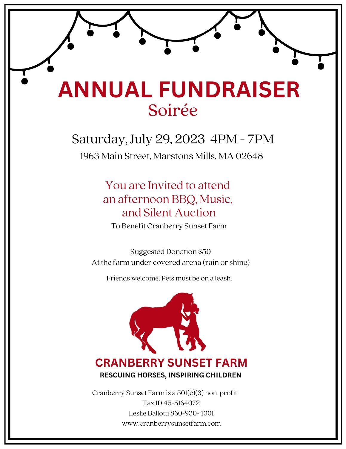 Cranberry Sunset Farms Annual Fundraiser Soiree